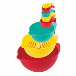 MasterPan 8-Piece Multi-Colored Nested Mixing and Measuring Bowl Set with Colander and Sifter thumbnail 2
