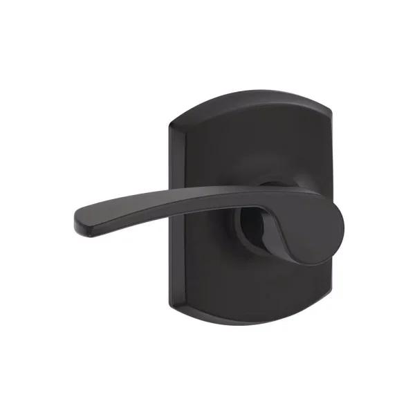 Schlage Merano Matte Black Passage Door Lever with Greenwich Trim