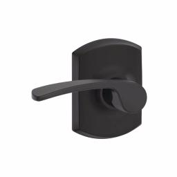 Schlage Merano Matte Black Passage Door Lever with Greenwich Trim thumbnail 1