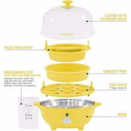 Maximatic 7-Egg Automatic Easy Egg Cooker with Poaching Tray - Yellow thumbnail 5