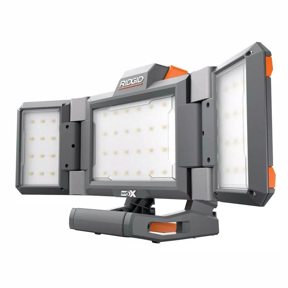 RIDGID 18V Hybrid Folding Panel LED Work Light Kit with 2.0 Ah Battery and Charger