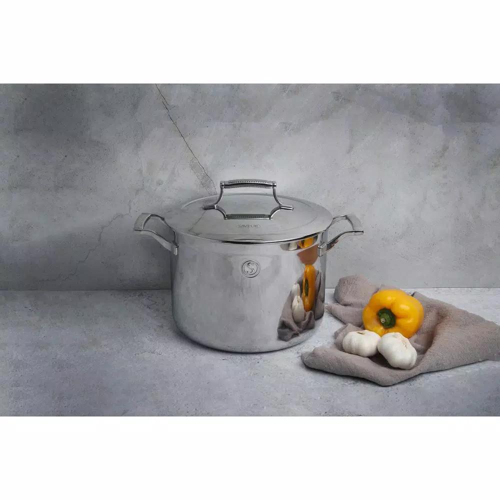 Saveur Selects Voyage 8 Qt. Tri-Ply Stainless Steel Stock Pot with Lid
