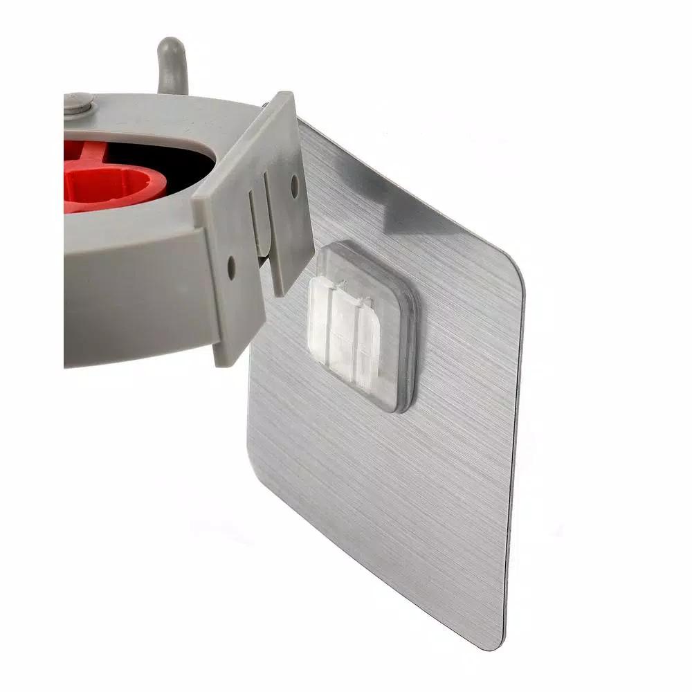 Alpine Industries Single Wall Mounted Mop and Broom Holder with 2 Hooks