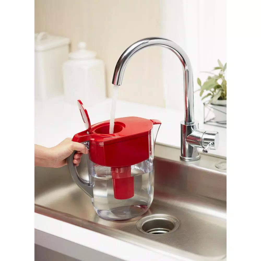 Brita Water Filter Pitcher, 80 fl. oz. Large Capacity, BPA Free, Red