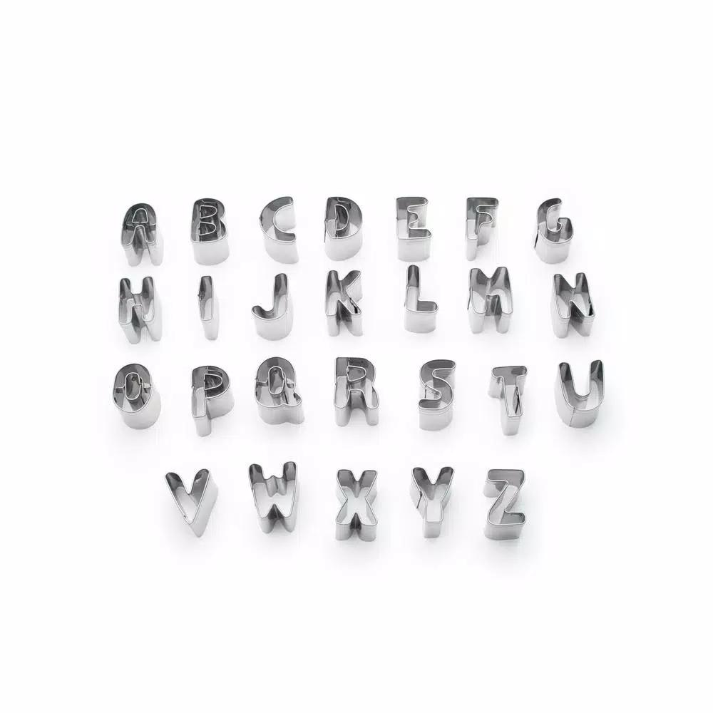 Fox Run 26-Piece Alphabet Cookie Cutter Set - Stainless Steel Letter Cutters