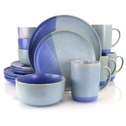 Gibson Elite Convergence 16-Piece Blue Stoneware Dinnerware Set, Service for 4 thumbnail 1