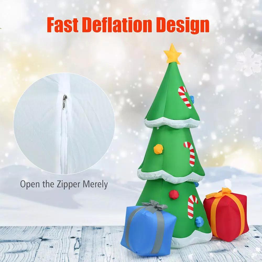 Costway 6 ft. Inflatable Christmas Tree with LED Lights and Gift Boxes, Outdoor Holiday Decor