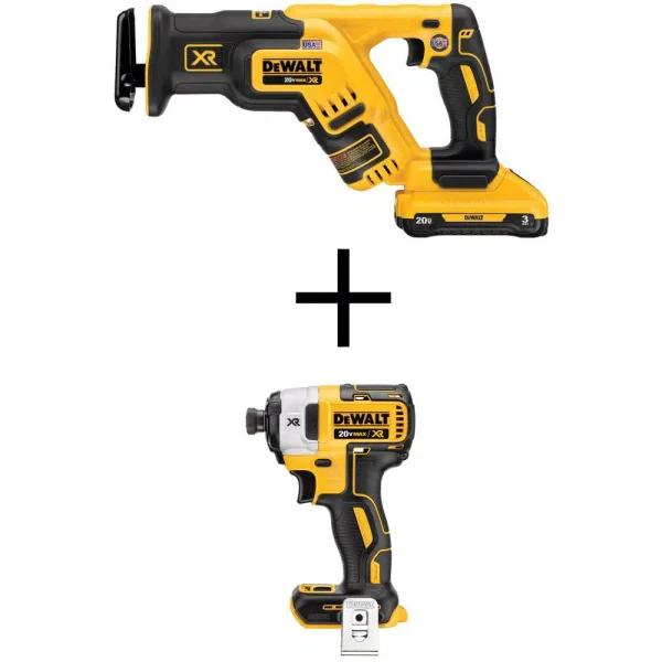 DEWALT 20V MAX XR Brushless Compact Reciprocating Saw & 1/4 in. Impact Driver Combo Kit (Tool-Only)