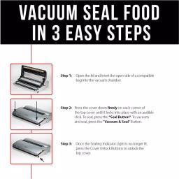 Caso VC 300 Food Vacuum Sealer with Food Management App and Bonus Bag & Roll Set, Silver/Black thumbnail 9