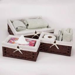 Household Essentials Brown Paper Rope Wicker Utility Basket Set with Washable Cotton Liners (Set of 3) thumbnail 5