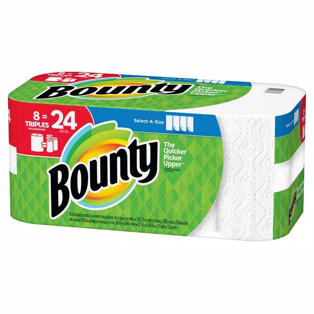Bounty Select-A-Size White Paper Towels, 8 Triple Rolls