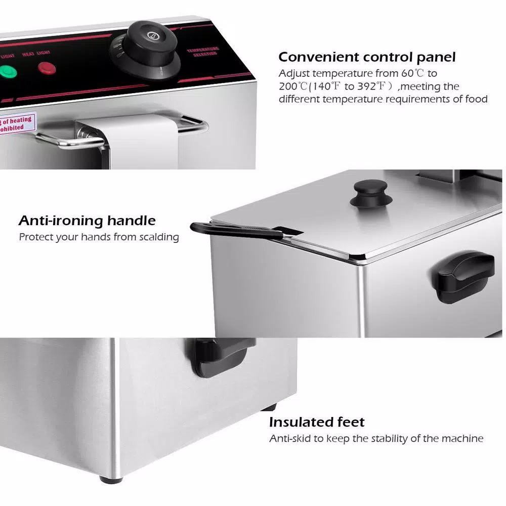 Costway 6.3 Qt. Stainless Steel Commercial Electric Deep Fryer, 2500W Silver