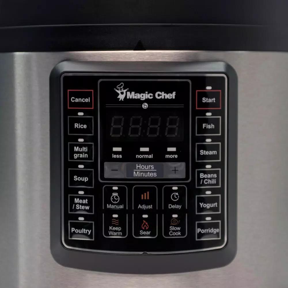 Magic Chef 6 Qt. Stainless Steel 7-in-1 Electric Multi-Cooker and Pressure Cooker