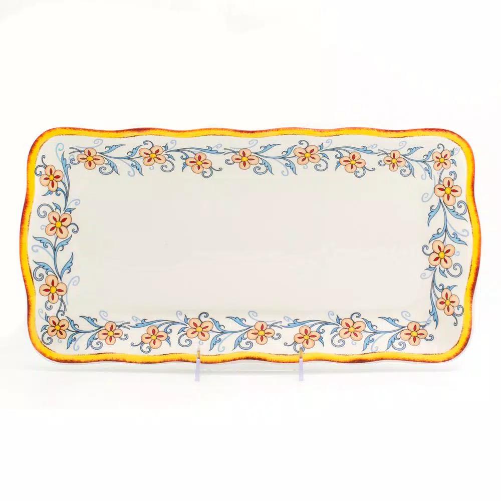Euro Ceramica Duomo 16.75 in. Rectangular Stoneware Appetizer Platter