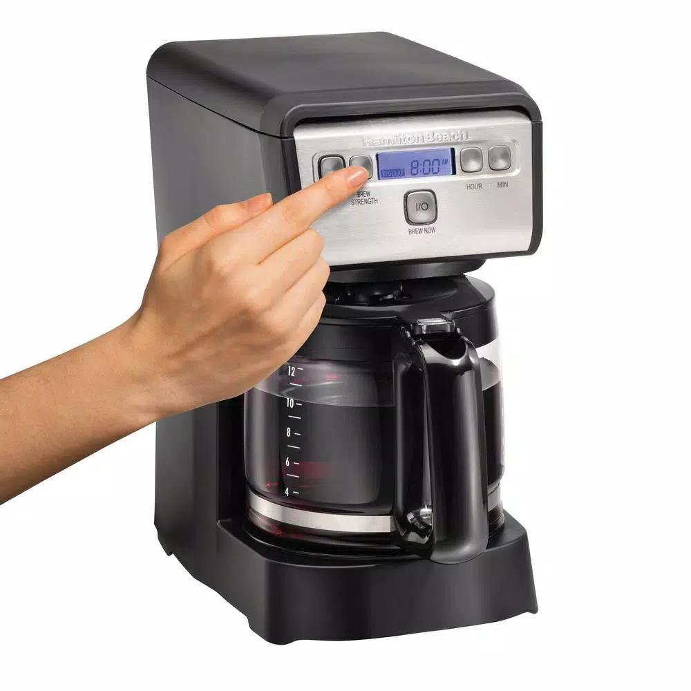 Hamilton Beach 12-Cup Compact Programmable Drip Coffee Maker, Black