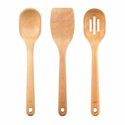 OXO Good Grips 3-Piece Beech Wood Utensil Set - Spoon, Slotted Spoon, and Turner thumbnail 1