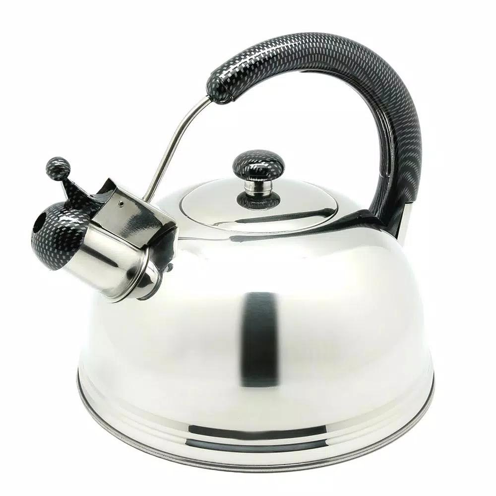 Creative Home Cobra 10.8-Cup Stainless Steel Whistling Stovetop Tea Kettle, Mirror Finish