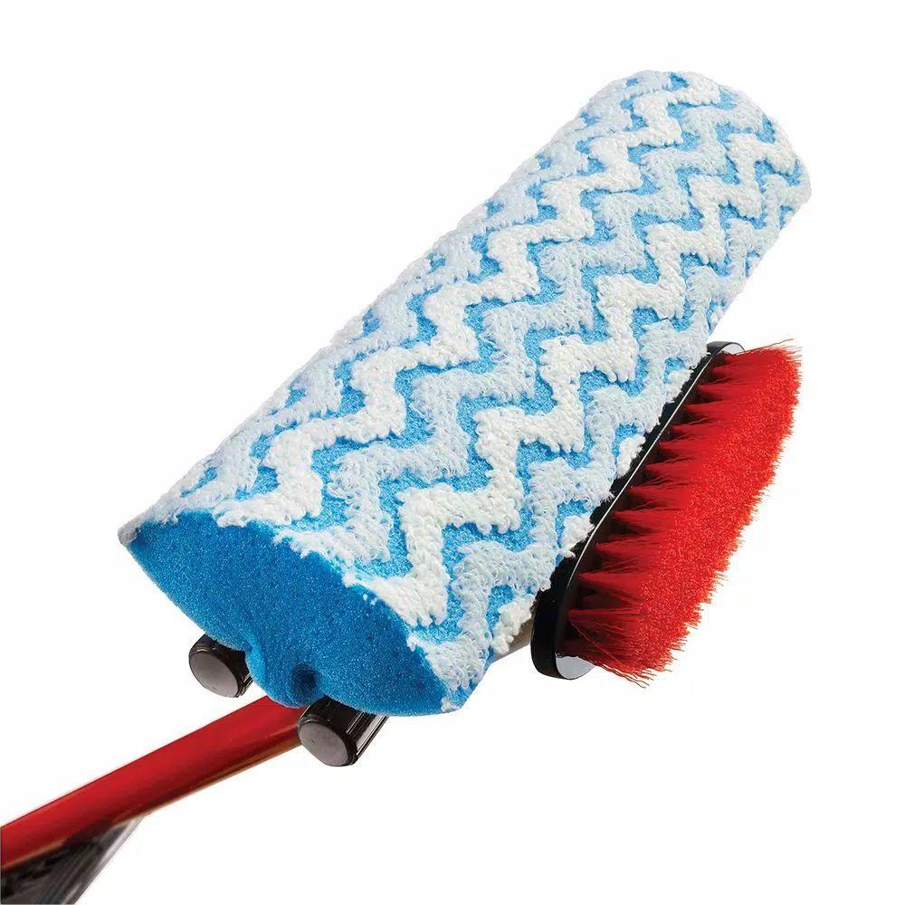 O-Cedar Microfiber Power Scrub Roller Mop with Triple-Action Sponge and Scrubbing Brush
