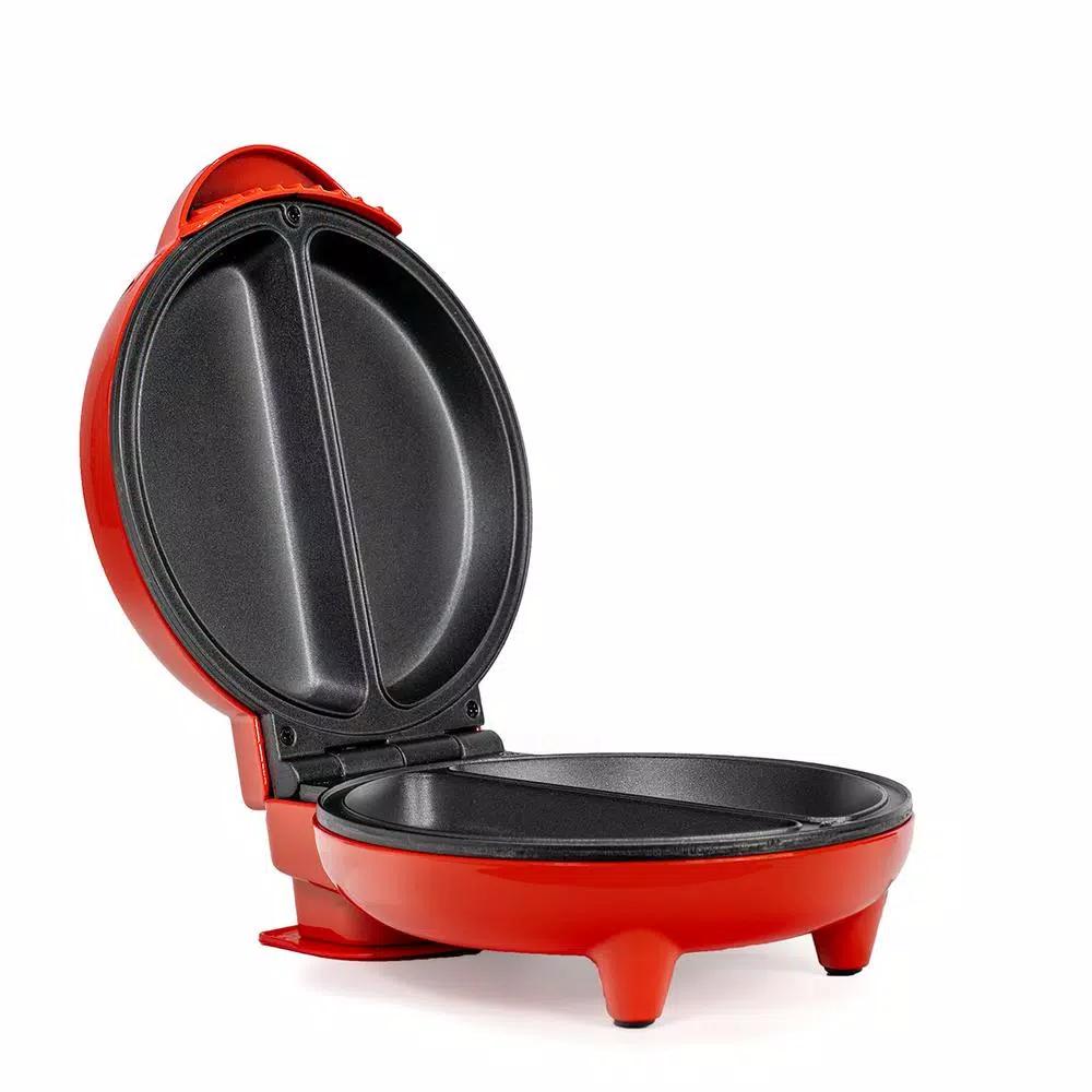 HOLSTEIN HOUSEWARES Holstein 4-Egg Red and Stainless Steel 2-Section Omelette Maker