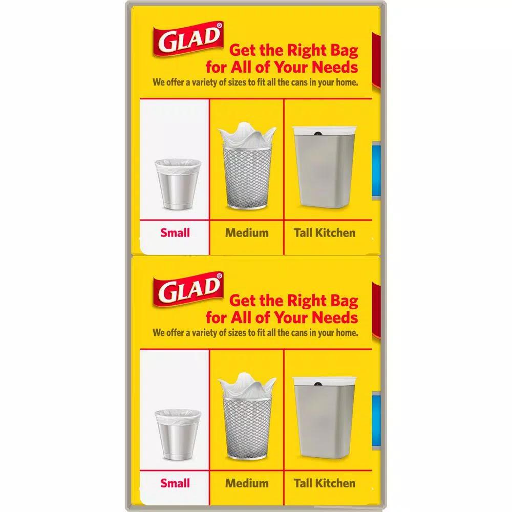 Glad OdorShield Small Trash Bags, 4 Gal, Fresh Clean Scent, Quick-Tie, 26-Count (2-Pack)