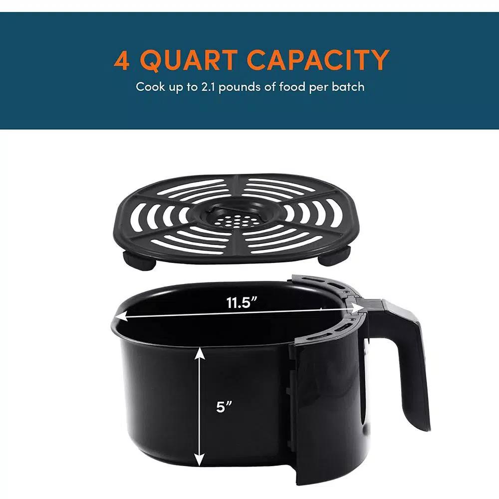Maximatic Elite Gourmet 4 Qt. Air Fryer, 1000W Oil-Free Countertop Cooker, Black