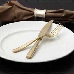 Fortessa Lucca Faceted 5-Piece 18/10 Stainless Steel Brushed Gold Flatware Place Setting thumbnail 3