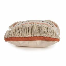 LR Resources Chic Beige Striped Fringe Throw Pillow - 18 x 18 in. Cotton Cover Hypoallergenic Polyester Fill thumbnail 4