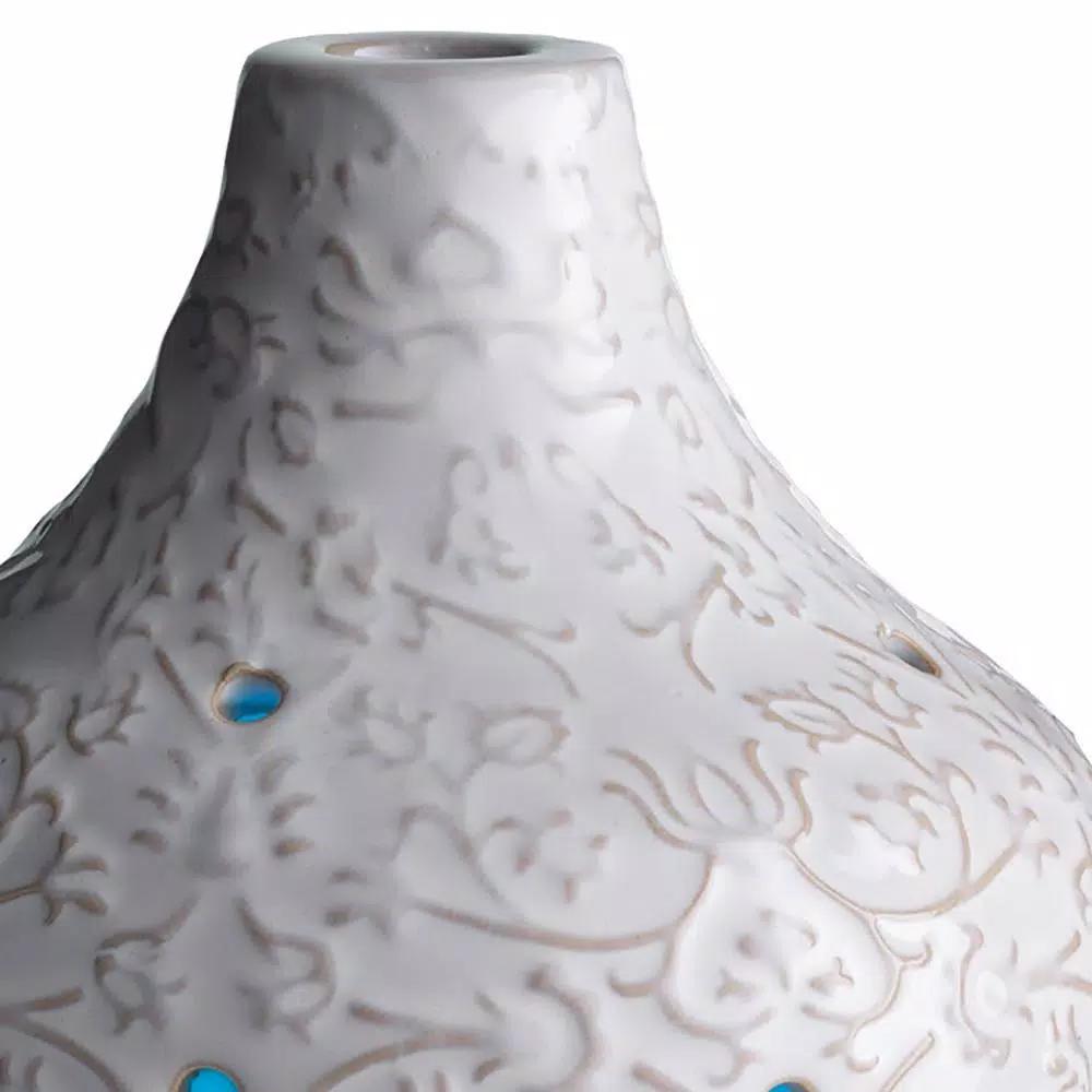 Airome 9.9 in. Botanical Ceramic Essential Oil Diffuser with Decorative Scroll Motif