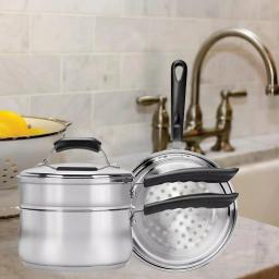 Range Kleen Basics 3 Qt. Stainless Steel Double Boiler and Steamer Set with Lid (4-Piece) thumbnail 3