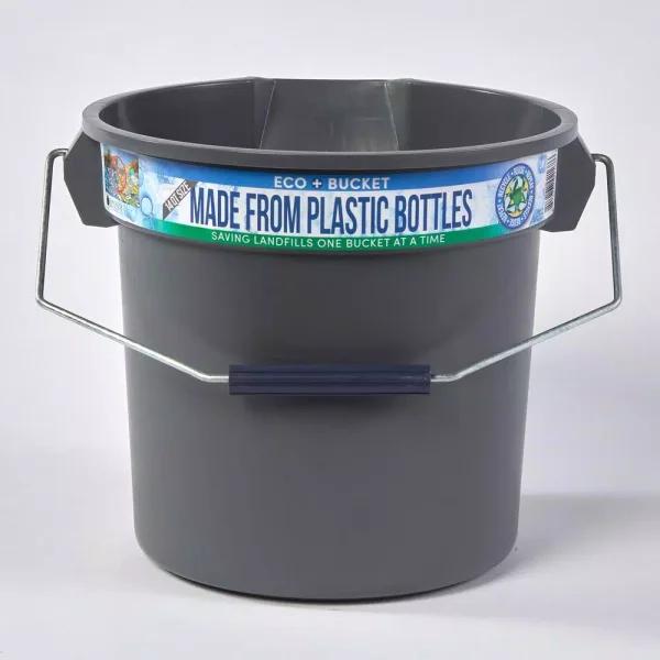 TAFCO PRODUCTS Tafco 3.5 Gal. Gray Round Utility ECO Bucket, 14 Qt. Heavy-Duty Commercial Grade, Made from 100% Recycled Water Bottles