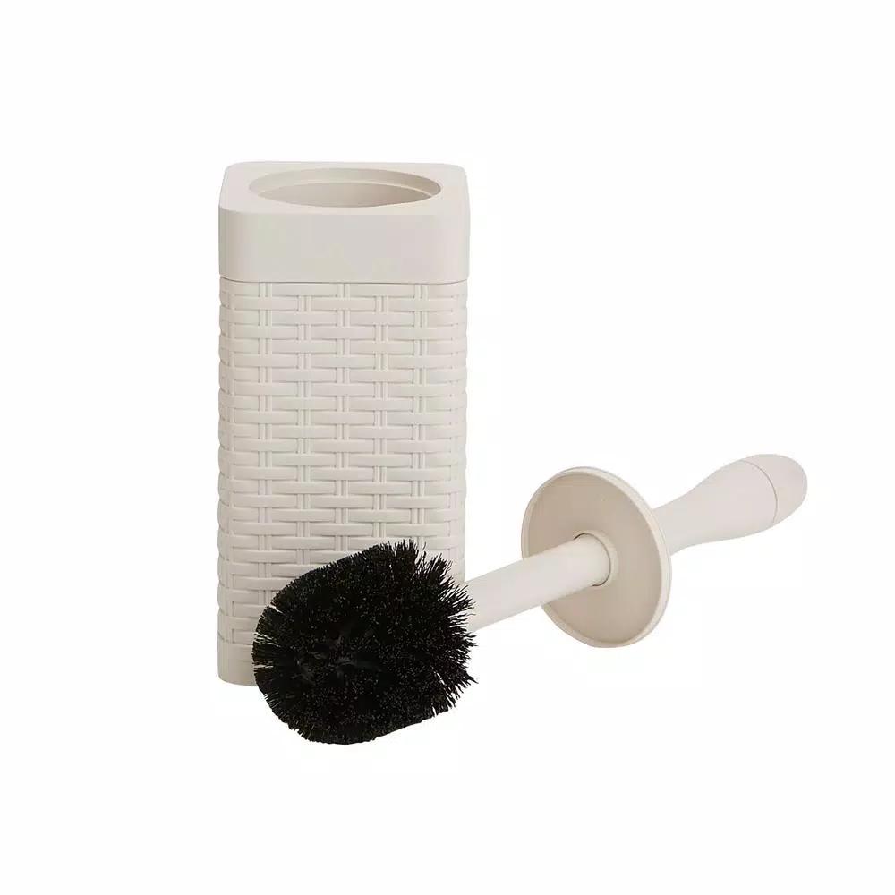Mind Reader 12 in. Plastic Toilet Brush and Holder Set, Ivory