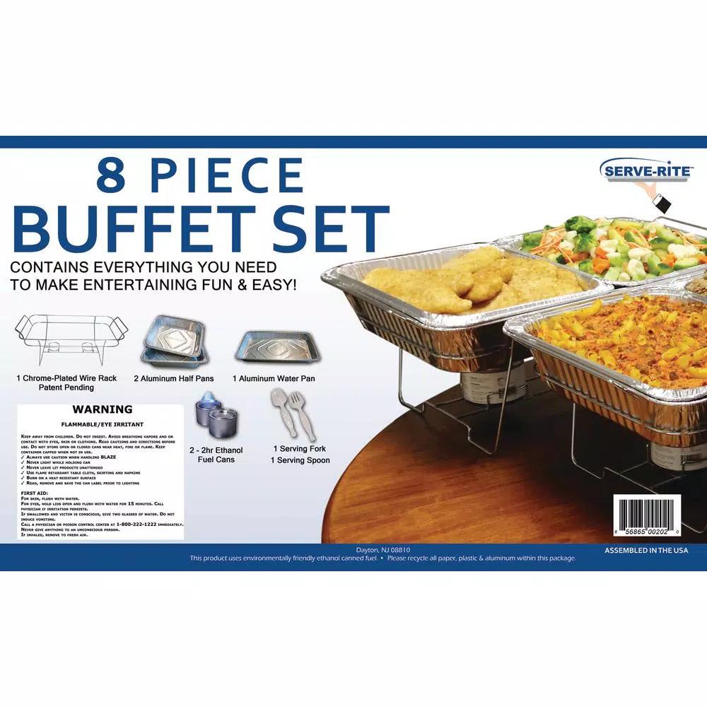Unbranded Serve-Rite 8-Piece Aluminum Multi-Buffet Server Chafing Dish, 8 qt. Capacity