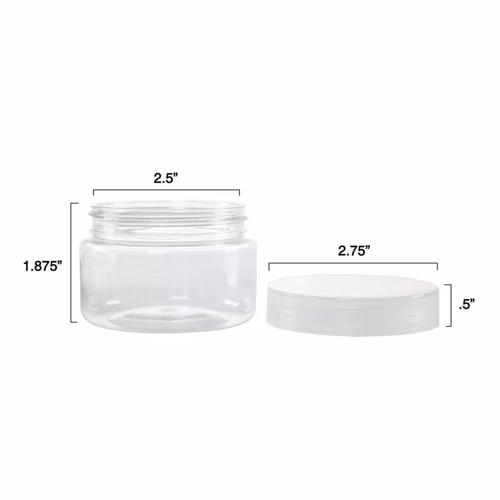 Stalwart 4 oz. Clear Plastic Jars with Foam Liner, Round Storage Containers (6-Pack)