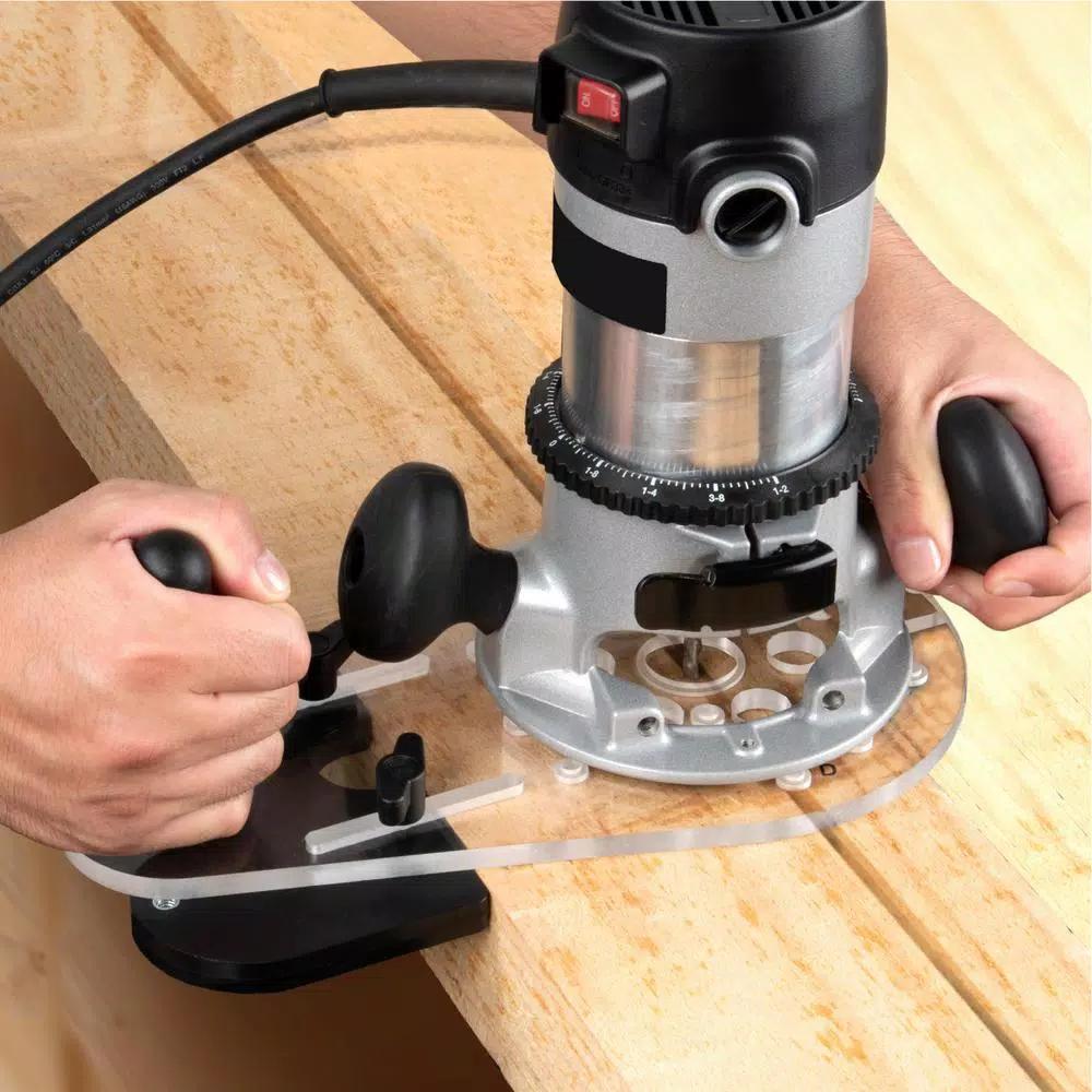 POWERTEC Universal Router Plate with Reversible Fence Kit for Edge Routing and Template Work