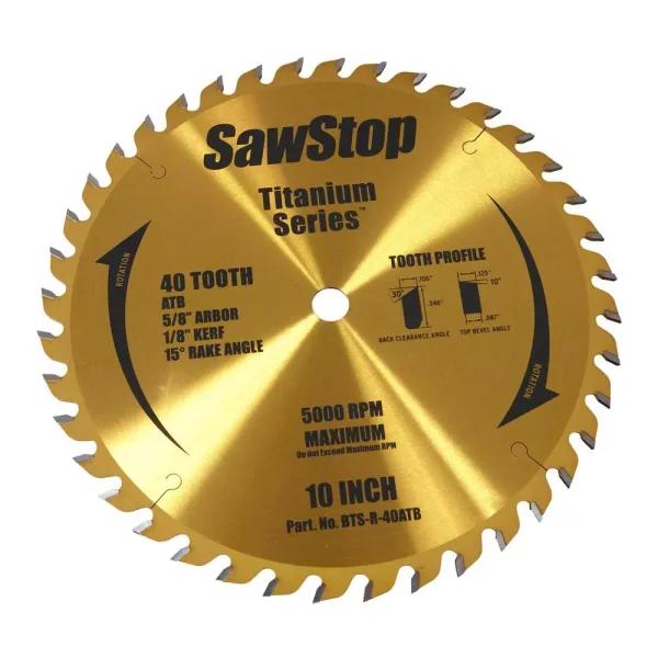 SawStop 10 in. Titanium Series 40-Tooth Premium Woodworking Table Saw Blade