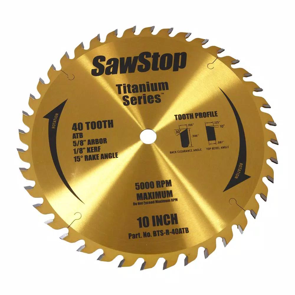 SawStop 10 in. Titanium Series 40-Tooth Premium Woodworking Table Saw Blade