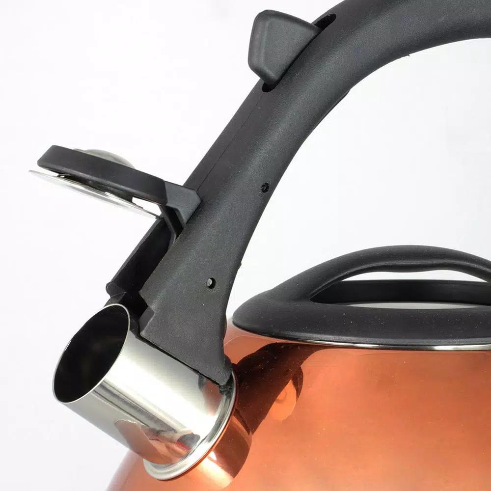 Mr. Coffee Clarendon 2.6 Qt. Stainless Steel Whistling Tea Kettle, Copper Finish