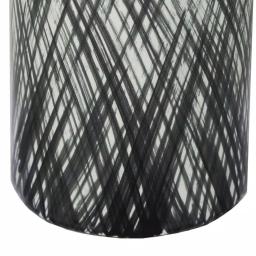 Benjara Large Black and White Ceramic Ginger Jar with Criss Cross Pattern and Gold Lid thumbnail 3