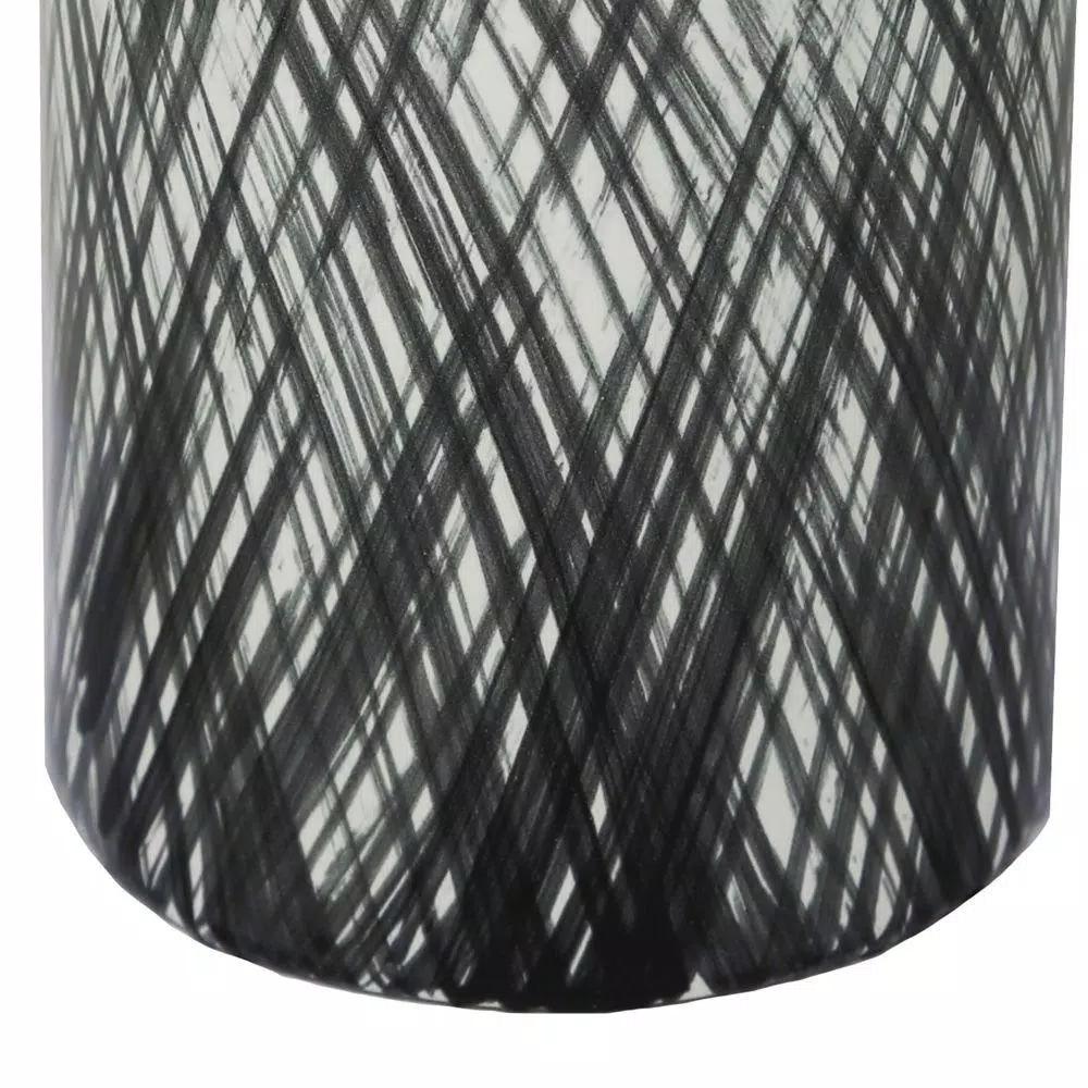 Benjara Large Black and White Ceramic Ginger Jar with Criss Cross Pattern and Gold Lid