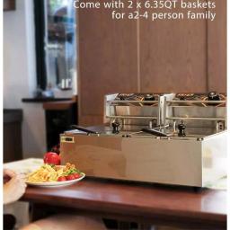 VIVOHOME 20.7 Qt. Stainless Steel Dual Basin Electric Deep Fryer, 5000W with 2 Removable Baskets thumbnail 6
