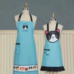 Kay Dee Crazy Cat Blue Cotton Chef and Child Apron Set - Matching Mother and Daughter Set thumbnail 2