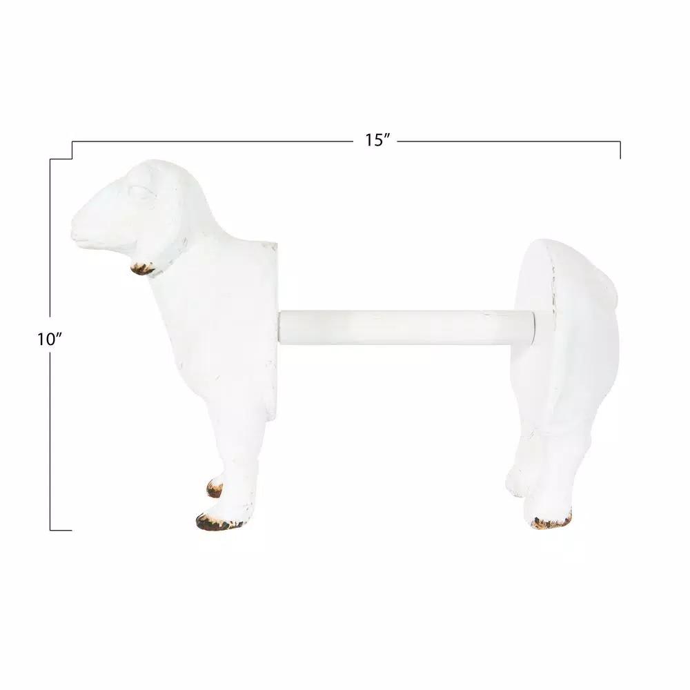 3R Studios White Sheep Shaped Freestanding Paper Towel Holder - Farmhouse Style