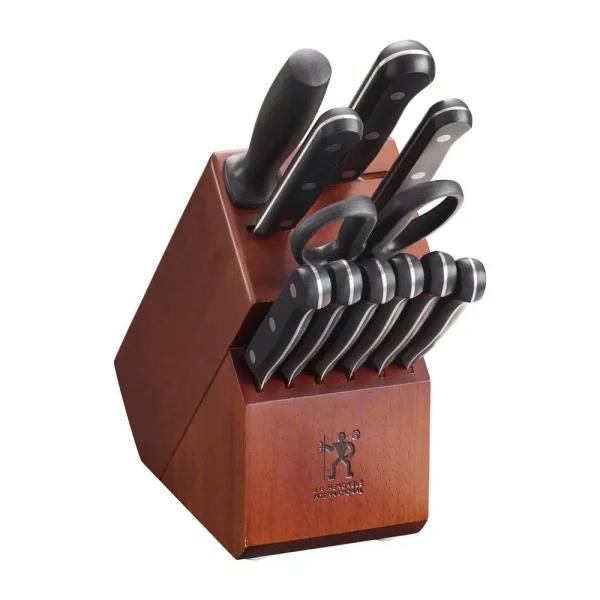 Henckels International Solution 12-Piece Stainless Steel Knife Block Set with Hardwood Block
