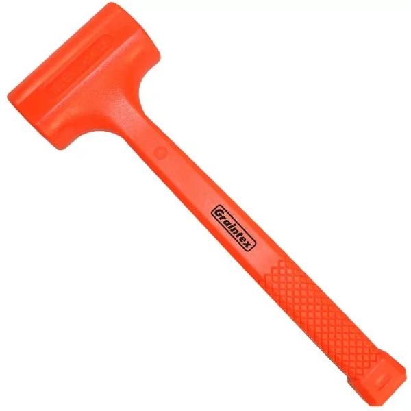 Graintex Inc. 3 lb. Dead Blow Hammer, Hi-Visibility Orange, Non-Marring Steel Shot-Filled Head