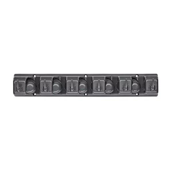 Alpine Industries 16 in. Wall Mounted Mop and Broom Holder with 5 Slots and 6 Retractable Hooks