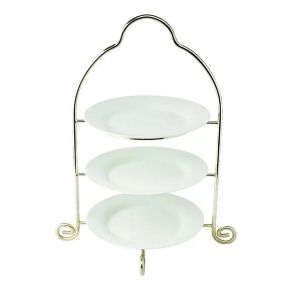 Heim Concept Silver 3-Tier Round Metal Dessert Stand, 11 inch Diameter