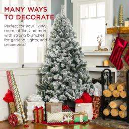 Best Choice Products 7.5 ft. Pre-Lit Flocked Artificial Christmas Tree with 550 Warm White Incandescent Lights thumbnail 6