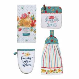 Kay Dee Lisa Audit Country Cotton Fresh Kitchen Textile Set of 4 - Floral Watercolor Design thumbnail 1