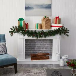 Nearly Natural 6 ft. Pre-lit Artificial Mixed Pine and Pinecone Garland with 35 Clear LED Lights thumbnail 5