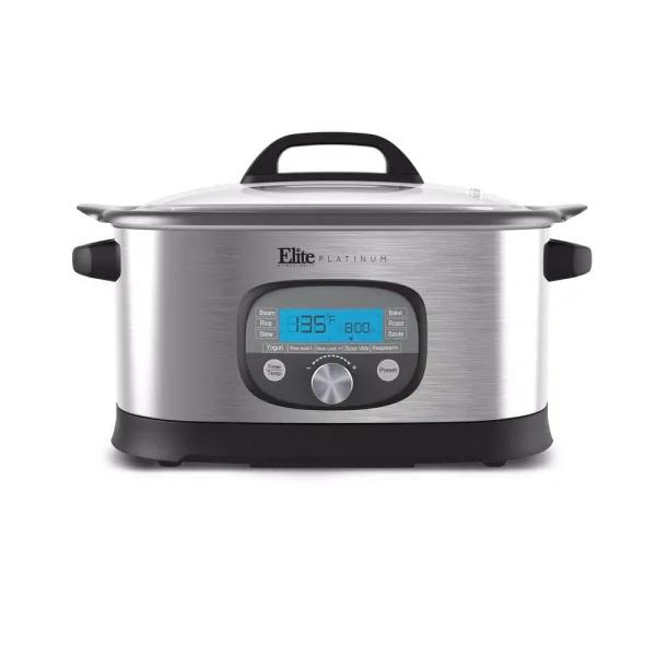 Elite 6.5 Qt. Stainless Steel Electric Multi-Cooker with Non-Stick Aluminum Pot and LCD Display